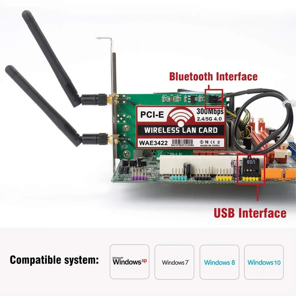 Двухдиапазонная 2 4 ГГц/5 ГГц PCIe 300 Мбит/с беспроводная сетевая карта WLAN Wi Fi адаптер