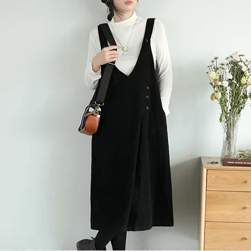 Платье на осень/зиму для женщин больших размеров свободного покроя из вельвета