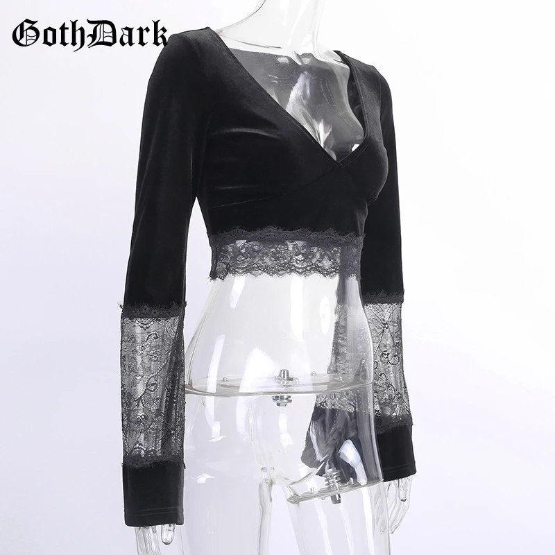 Goth Dark Сексуальная винтажная Эстетическая гранж Готическая футболка для женщин