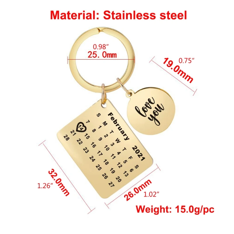 2021 особенный день 2 14 титановая сталь брелок календарь на Новый год Свадебный