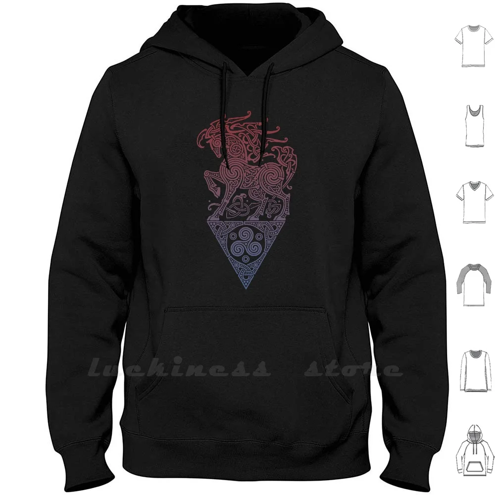 

Sleipnir Hoodie Long Sleeve Sleipnir Steed Horse Animal Animals Odin Odins Steed Norse Norse Mythology Vikings