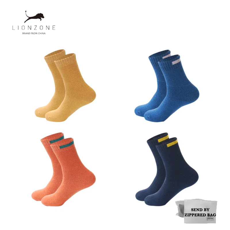 Толстые шерстяные носки мужские деловые повседневные Calcetines Invierno Meias Ho мужские s тканевые вывески дизайн LIONZONE бренд 1 лот = 4 шт - Цвет: SZH1