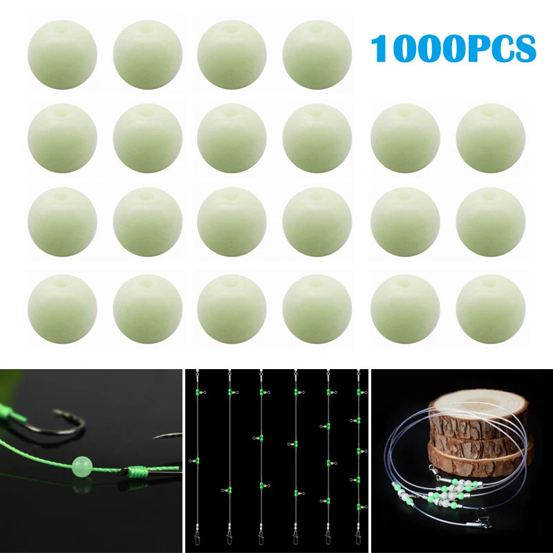 

1000PCS Luminous Beads Fishing Space Beans Round Float Balls Stopper Light Balls Sea Fishing Tackle LA