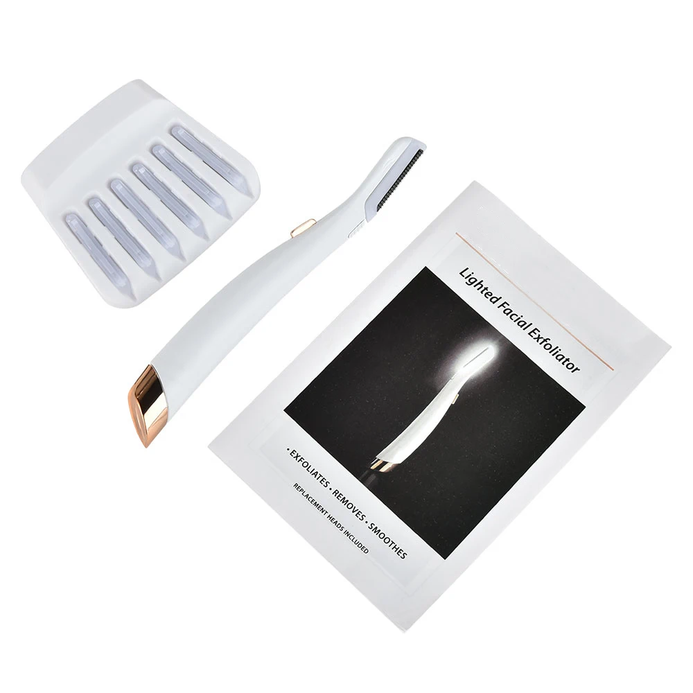 

Face Hair Remover with LED Light Electric Shaver Razor Light Facial Expoliator Painless Face Hair Shaver Exfoliates Skin Clean