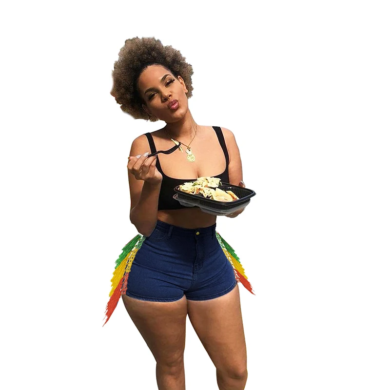 

2021 new summer women's wear tassel color random jeans artsy retro slacks for women jeans high waist show thin women pants women