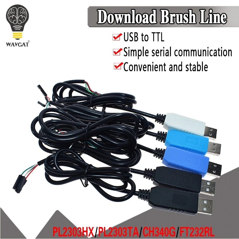 

PL2303 USB to UART TTL Cable Module FT232RL PL2303HX USB Transfer to TTL RS232 Serial Port Adapter Module CH340 Download cable