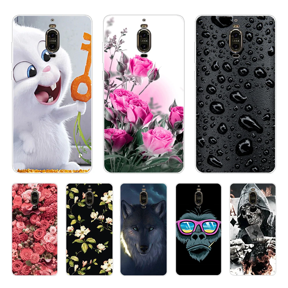 Чехлы из ТПУ для Huawei Mate 9 Pro силиконовый чехол с цветочным рисунком Бампер Mate9