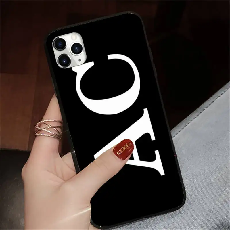 

Custom Large pink initial black background luxury Phone Case shell for iPhone 11 12 pro XS MAX 8 7 6 6S Plus X 5S SE 2020 XR