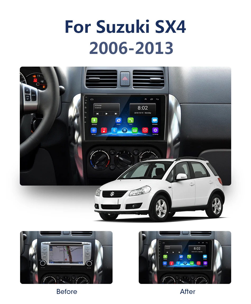 9 дюймов 2G+ 32G 2 din Android 9,1 автомобильный Радио Мультимедиа Видео плеер для Suzuki SX4 2006 2007 2008 2009 2010 2011 2012 gps WiFi BT