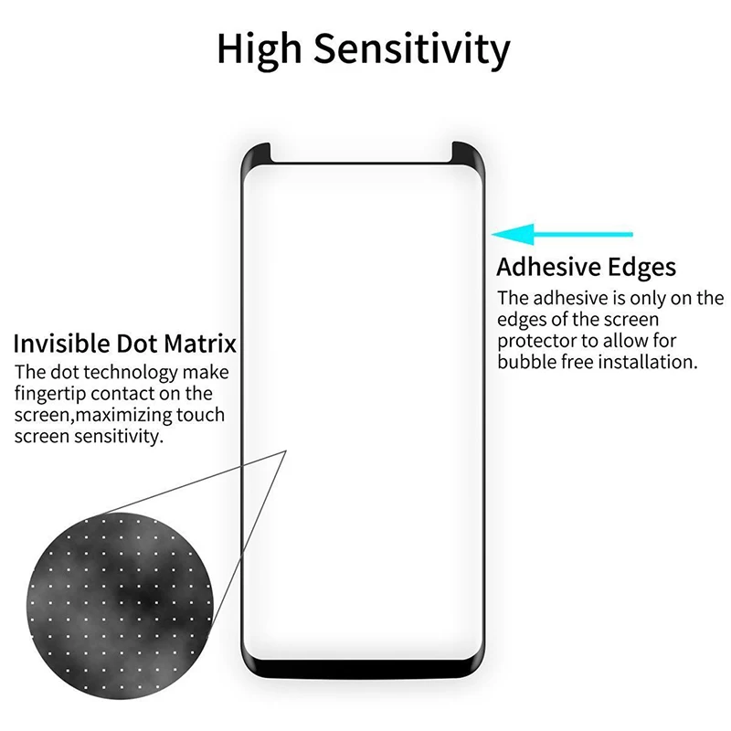 

Glass Screen Protector Full Glue Adhesive Tempered Glass Screen Protector Case Friendly Film for Samsung Galaxy S9 S8 Plus