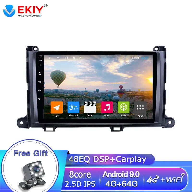 EKIY 9 0 &quotВосьмиядерный автомобильный DVD плеер GPS навигатор для Toyota Sienna 2010 2014 Bluetooth