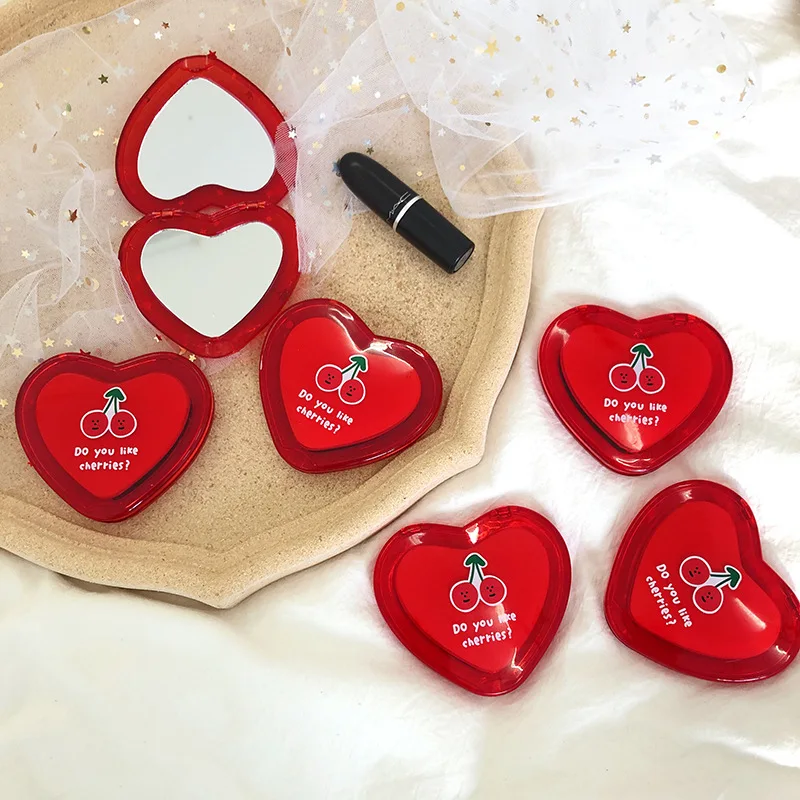 Ins girl love cherry двухстороннее зеркало карманное зеркало портативный флип мини труба студенческое зеркало для макияжа