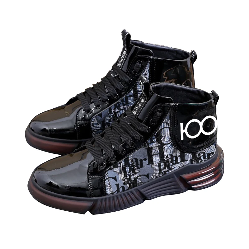 

French charei100 2021new high top printing men's shoes original logo topleather short boots high quality couple shoes with box