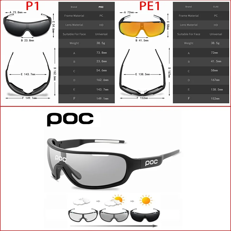 

POC Cycling Glasses 4/5 Lens Cycling Glasses Road Bike Cycling Eyewear Cycling Sunglasses MTB Mountain Bicycle Cycling Goggles