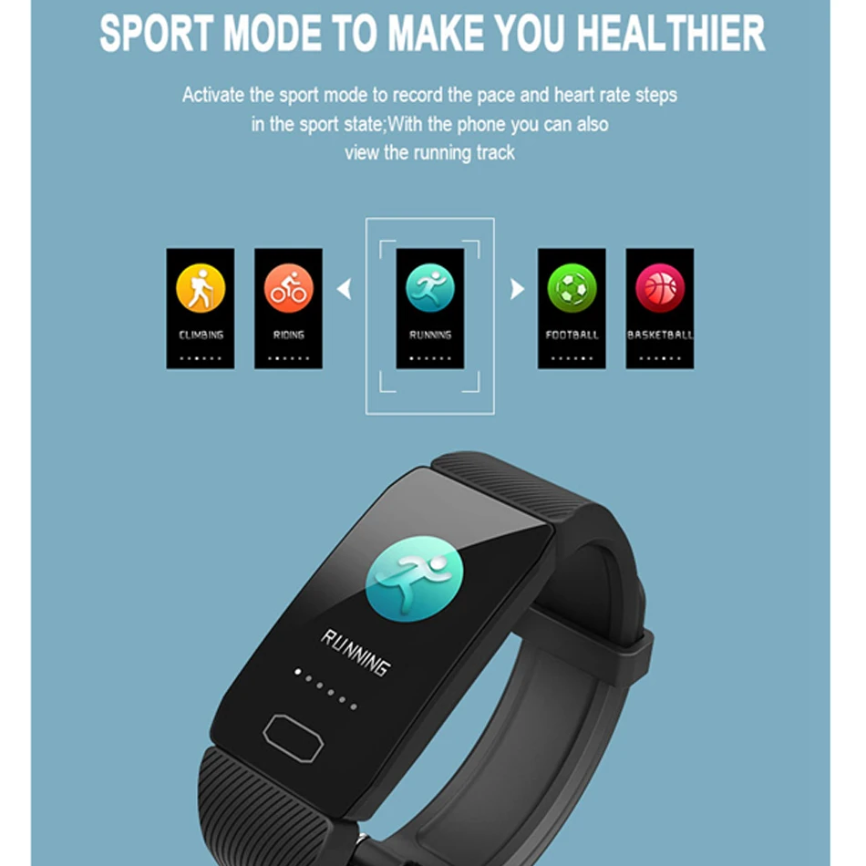 Q1 24-hour Heart Rate Blood Oxygen Monitor Smart Watch Band bluetooth Sports Mode Weather Alarm Multi-language Wristband Fitness