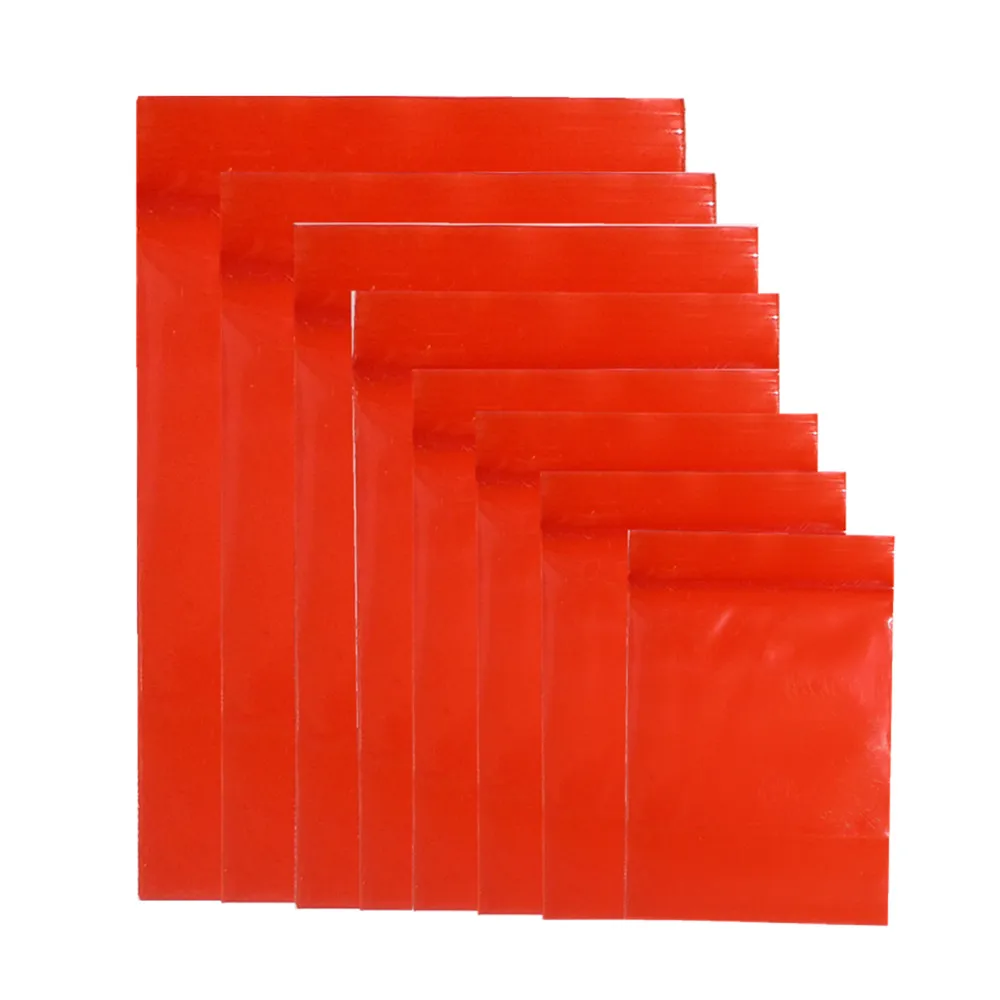 

200Pcs Reclosable Red Plastic Zip Lock Grocery Storage Bags Nuts Dry Flower Self Sealable Zipper Bag Food Retails Packaging Bags