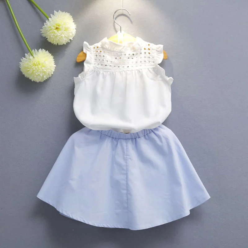 Мери ами для маленьких девочек Комплект одежды Кружевная футболка без рукавов с