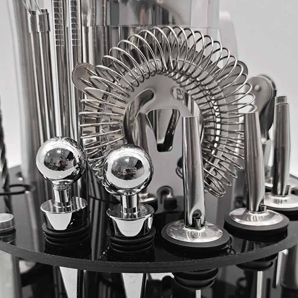 

20pcs Practical Acrylic Base Bartender Set Cocktail Shaker Set With Rotating Stand Bar Tools Gifts Home Decoration