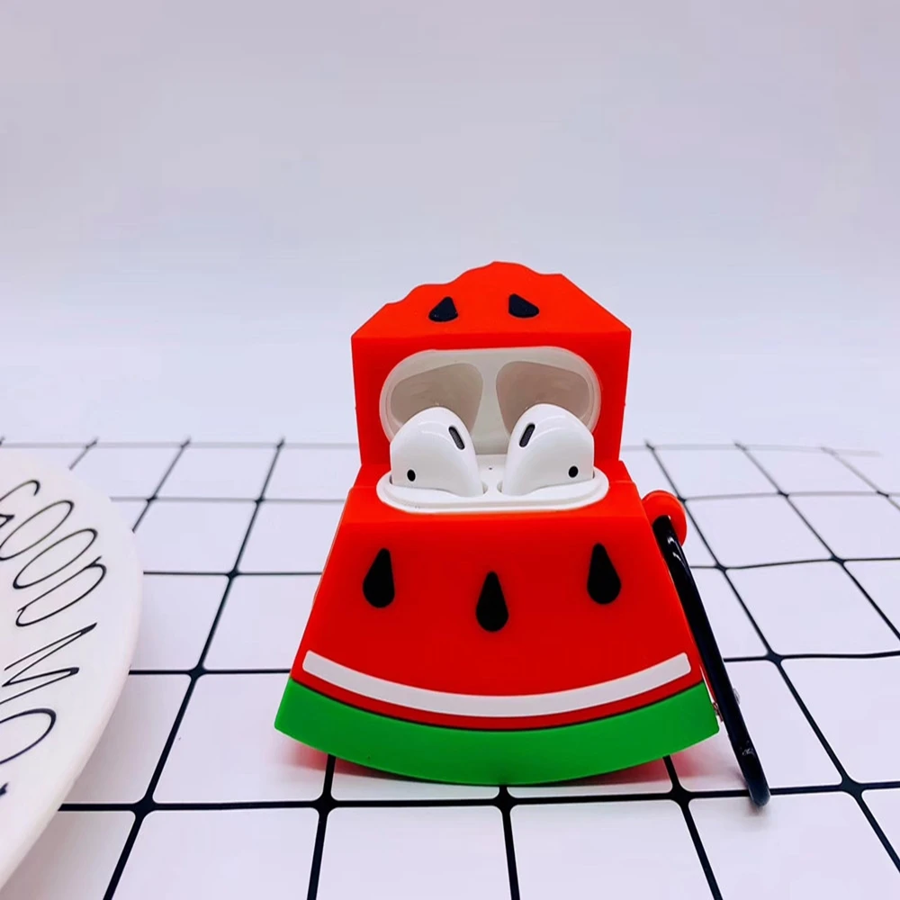 1 Мультяшный арбуз жемчужный молочный чай яйцо милый для Airpod чехол Silione мягкий Bluetooth протектор для наушников Анти-осенний чехол для Airpods - Цвет: 1