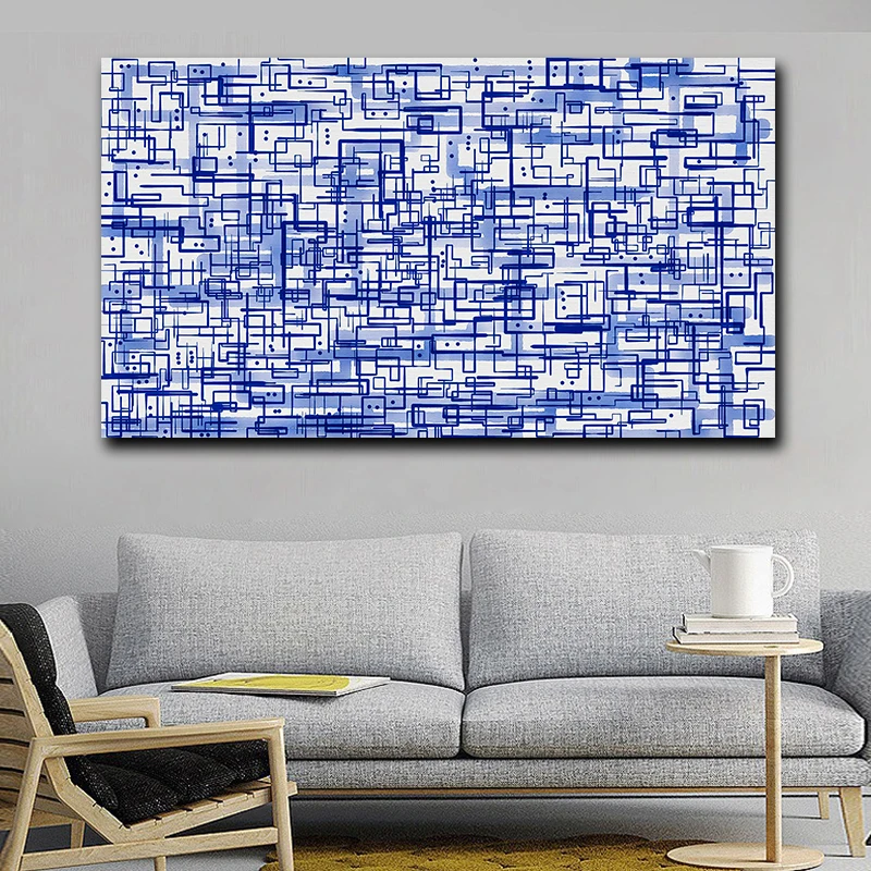 Современная разноцветная абстрактная Геометрическая Картина на холсте постеры