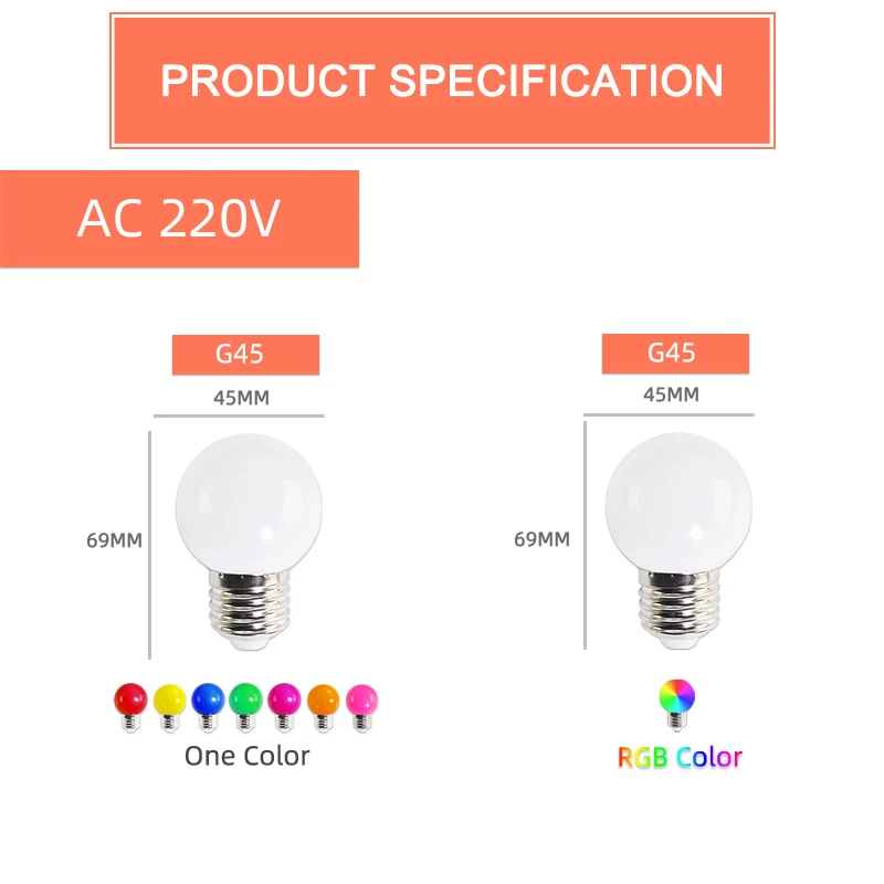 10 шт. светодиодный светильник E14 E27 3 Вт G45 C35 RGB цветной SMD 2835 AC 220 В 240 | Лампы и