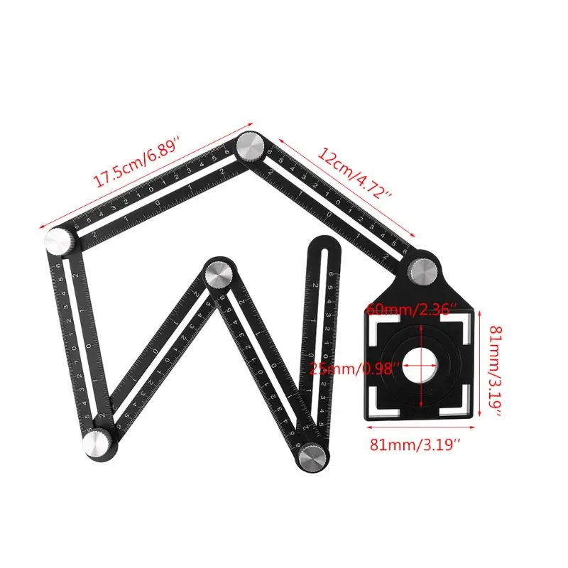 6 складной линейка плитка отверстие позиционирования мульти шаблон Угловые