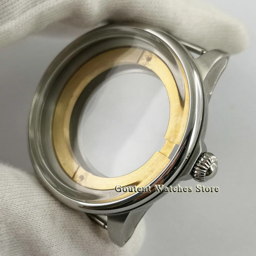 

Goutent 42mm high quality silver watch case for ETA2836 Miyota 8205 8215 821A Mingzhu DG2813 3804 Seagull ST1612 movement