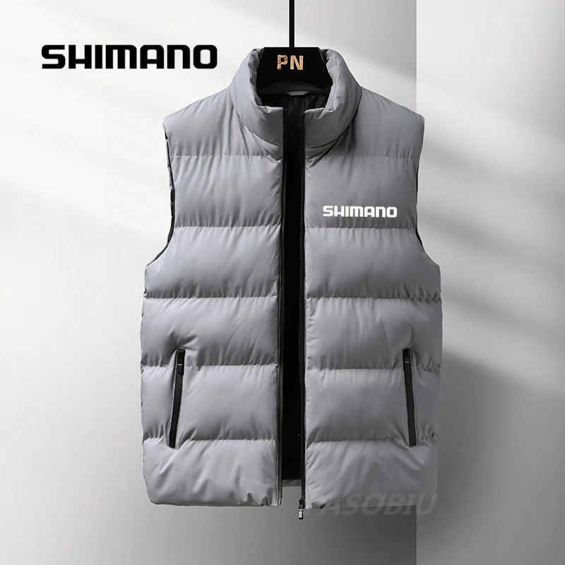 

SHIMANO Men's Autumn Winter Stand-up Collar Vest Fishing Clothing Windproof Breathable Fishing Jackets Outdoor Keep Warm Vest