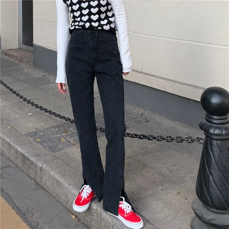 

Solid Color Jeans Women Tight Slim Denim Korean Style Ankle-length Slim College Trendy All-match Chic Casual Fashion Trousers