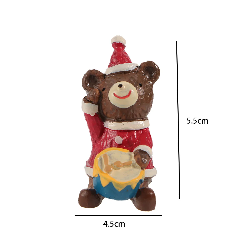 

1PC Mini Christmas Tree Santa Claus Deer Statue Figurine Animals Ornaments Micro Landscape For Moss Bonsai Doll House Decoration
