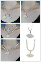 2 styles 2 colors simple pendant necklace evil eye paved white cz for women wedding gift 2022 unique cool style
