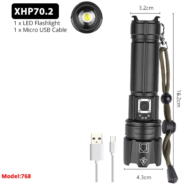 3000LM вспышка светильник светодиодный XHP90 XHP70.2 масштабирования Фонарь Кемпинг лампы 18650 26650 самый мощный USB Перезаряжаемые Тактический светильник XHP50 - Испускаемый цвет: Package D
