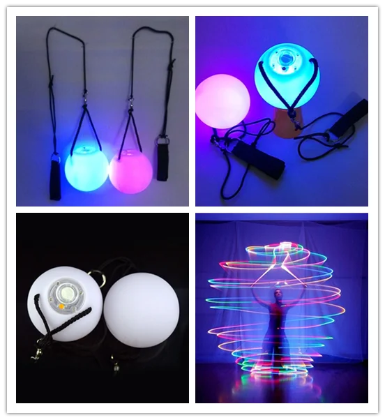 1 пара танец живота шарики RGB светящийся светодиодный POI мячи для ручной реквизит