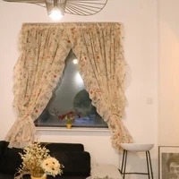 american gardern small floral voile curtains for living room rural ruffles sheer curtains for bedroom kitchen nice window drapes