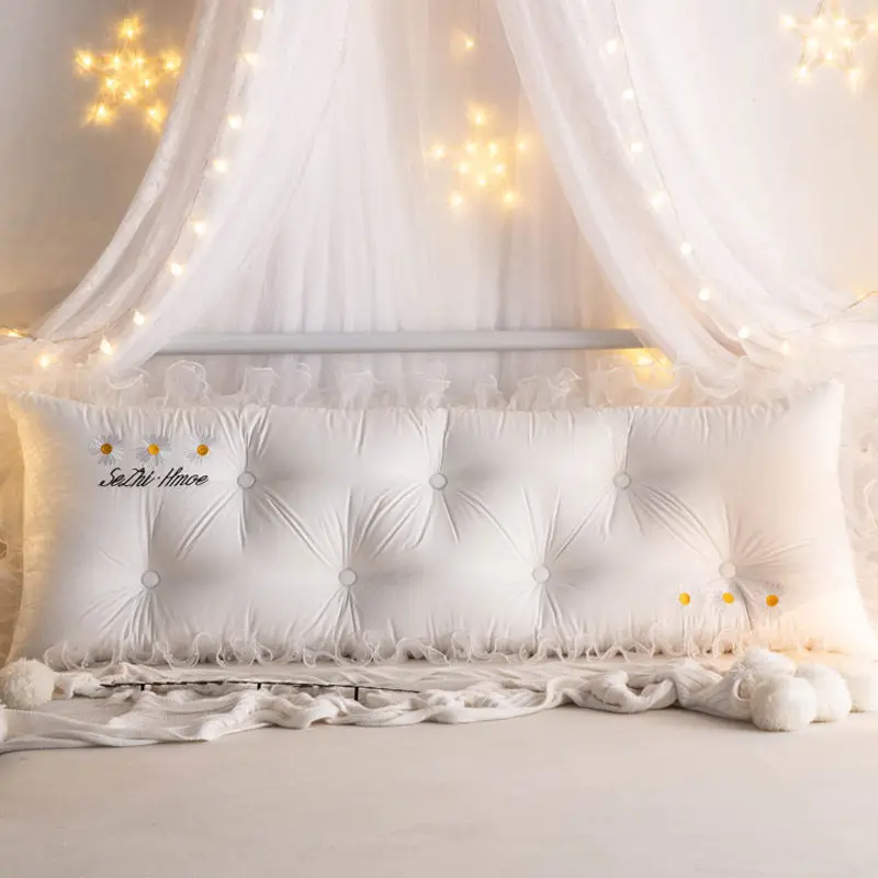 Подушка прикроватная мягкая с вышивкой милая эластичная для кровати Королевский