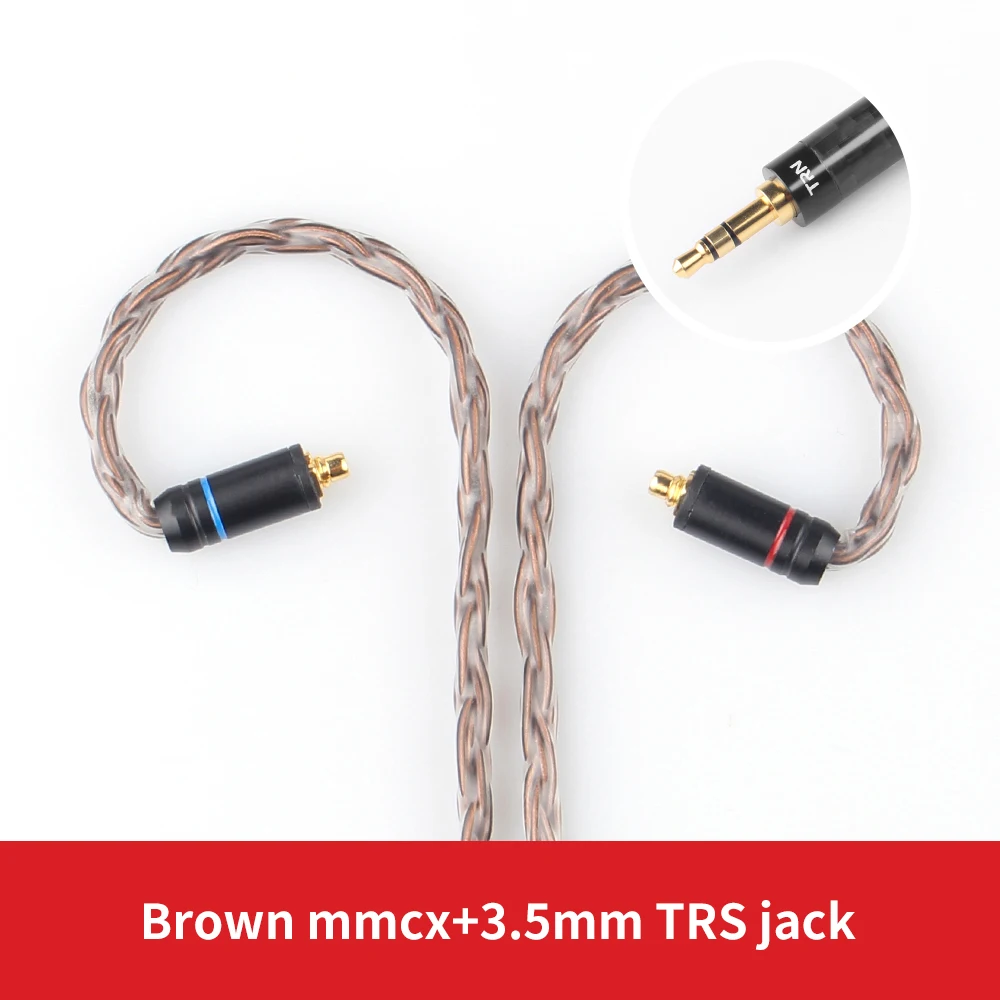 brown 3.5mm mmcx TRN T2 16 Core с серебряным покрытием обновления HIFI кабель 3,5/2,5/4,4 мм разъем MMCX/2Pin разъем для TRN V80 V90 X6 IM1 IM2 C10 C16 - Цвет: brown 3.5mm mmcx