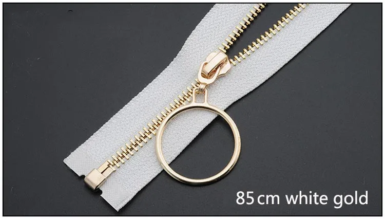 85cm white gold Meetee 5#85 см 120 см Металлические молнии открытый конец двойной/sigle кольцо Ползунки молния для шитья пальто куртка молния одежда аксессуары - Цвет: 85cm white gold