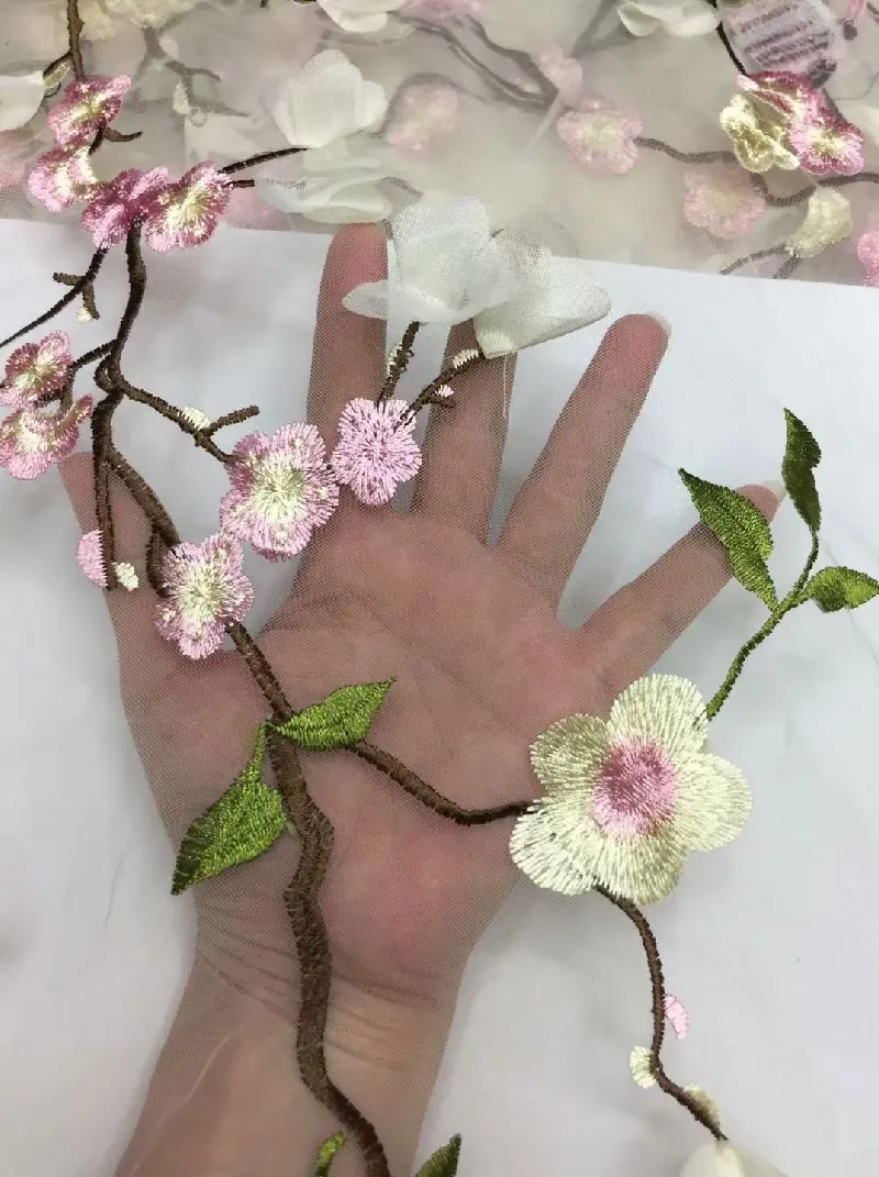 Wholesale african 3d flower lace fabric embroidered tulle net reasonable french for party FRW-57 | Дом и сад