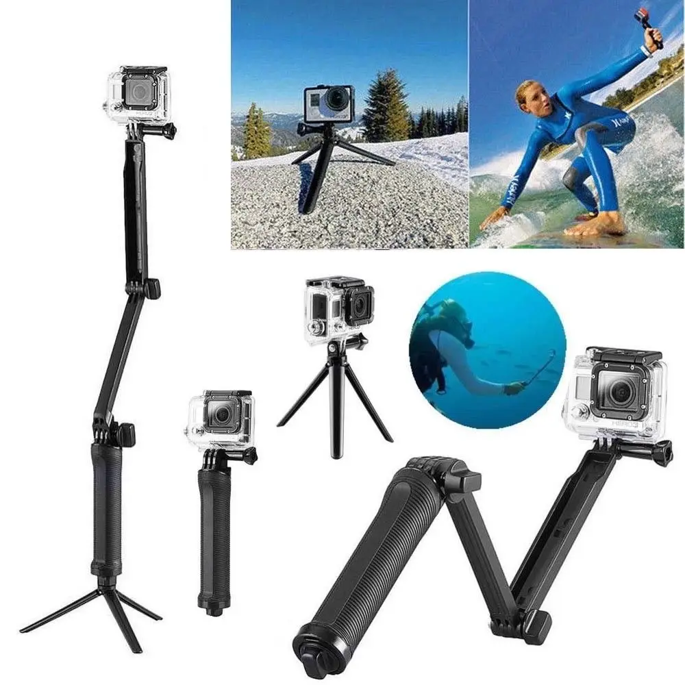 

3-Way Monopod Adjustable Top Hand Grip Arm Selfie Stick Tripod Mount Monopod For GoPro Hero 7 6 5 4 3+ 3 SJ4000 SJ5000 Xiaomi Yi