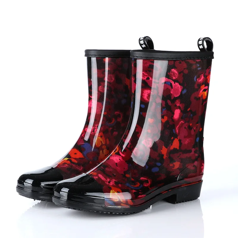 Резиновые сапоги для взрослых с леопардовым принтом Нескользящие