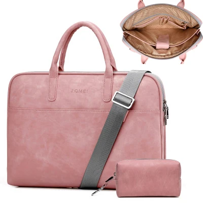 2 layer pink sets Сумка для ноутбука из искусственной кожи с защитой от царапин 14 15,6 17,3, сумка для Macbook Air 13, сумка Pro 13,3 15 чехол для женщин и мужчин, сумки через плечо - Цвет: 2 layer pink sets