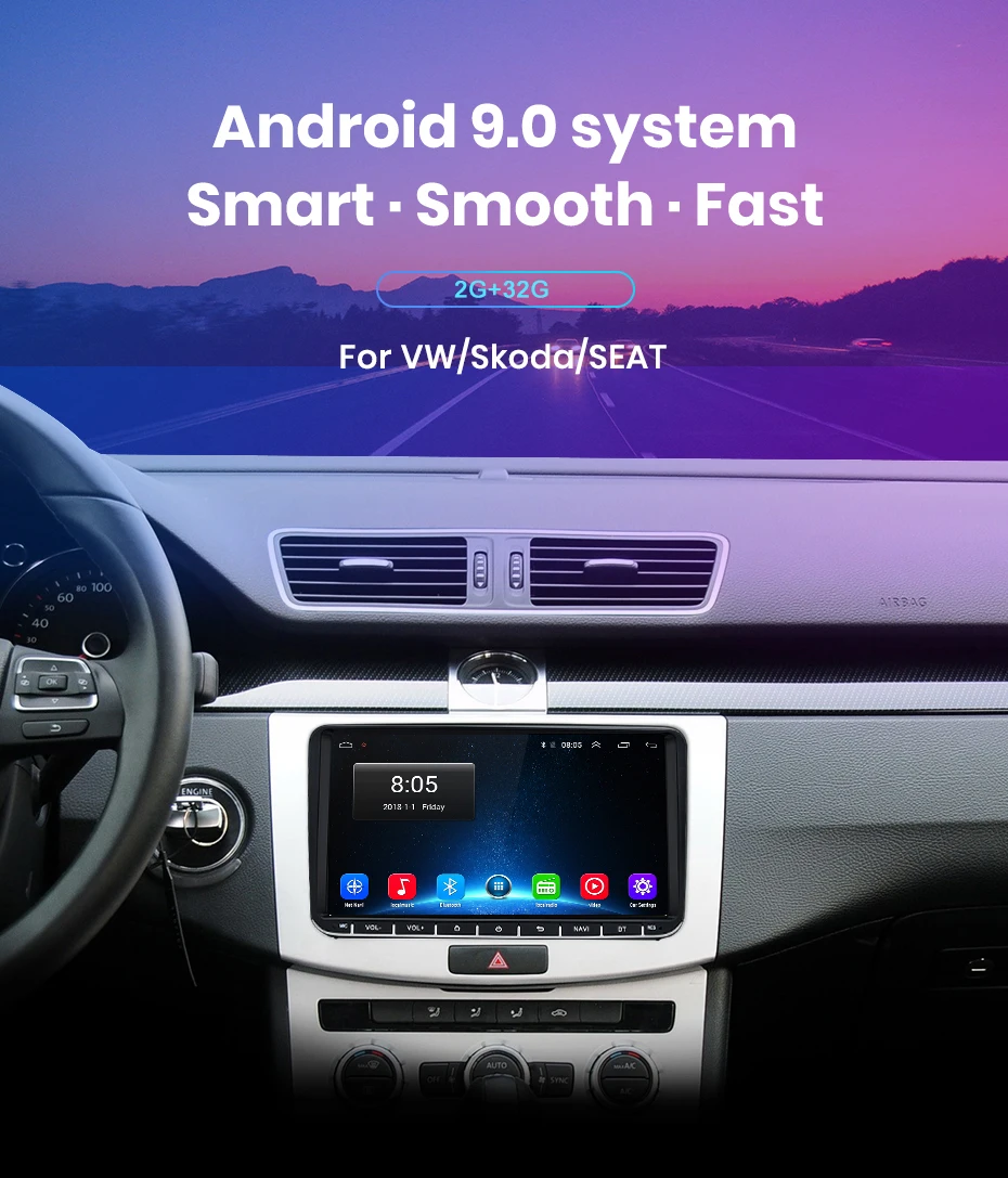 Junsun V1pro 2 г+ 32 г DSP Android9.0 Автомобильный мультимедийный плеер радио gps для Volkswagen VW Passat B6 Touran GOLF5 POLO jetta 2 din DVD