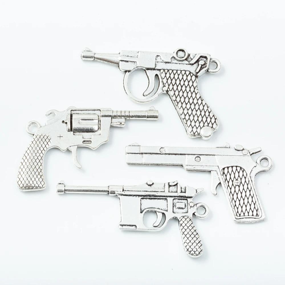 6/9/10 шт. винтажный старинный пистолет из цинкового сплава подвеска подходящая для