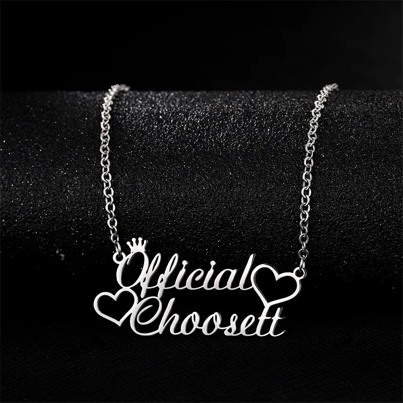 Ожерелье с именем на заказ ожерелья короны 2 сердцем для женщин и девушек