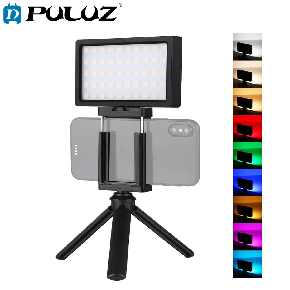 

PULUZ Pocket RGB Full Color Dimmable LED Color Temperature Vlogging Light Photography Fill Light for Canon, Nikon, DSLR Cameras