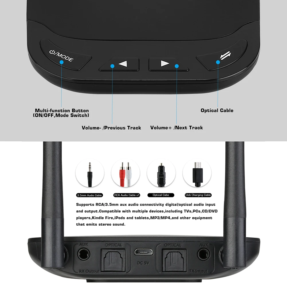 Bluetooth 5 0 передатчик приемник 3 в 1 AptX низкая задержка HD ТВ автомобильный ПК аудио