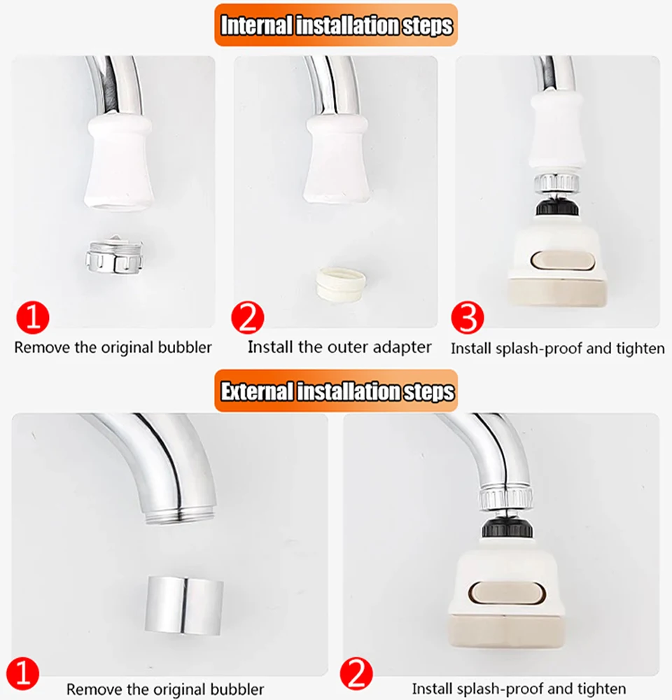 Кран для кухни с фильтром Bubbler, поворотный на 360 градусов, с 3 режимами и насадкой для экономии воды и душа, домашний аксессуар.