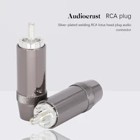 audiocrast audio cable speaker accessories rca plug jack silver plated welding rca lotus head plug audio connector for 8mm cable