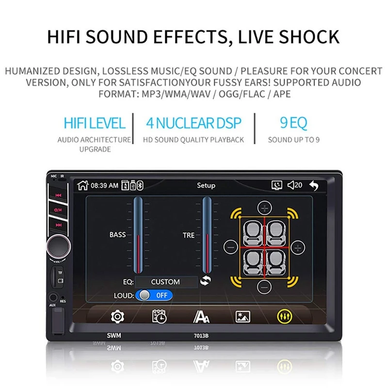 

Car Stereo 7 Inch Press Sn Universal Car Radio Bluetooth Support FM/TF/USB/SWC/AUX/Mirror Link/Rear View Camera Car MP5 Play