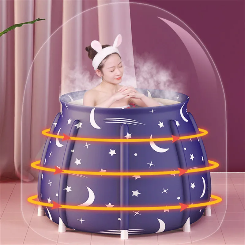 Folding Bathtub Thickening Adult Bath Barrel Free Inflatable Bracket Portable Bucket Family Household Outdoor SPA Sauna Tub |